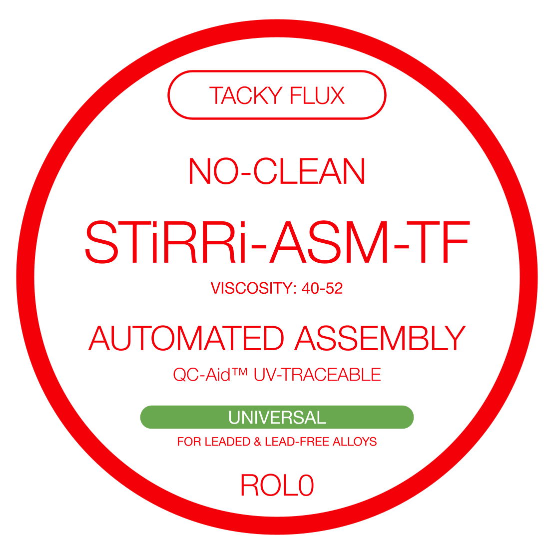 ASM-TF universal no-clean tacky soldering flux for automated assembly (ROL0)